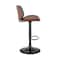 Armen Living Brock Adjustable Black Faux Leather and Walnut Wood Bar Stool with Black Base LCBCBAWABLBL - alternate 2